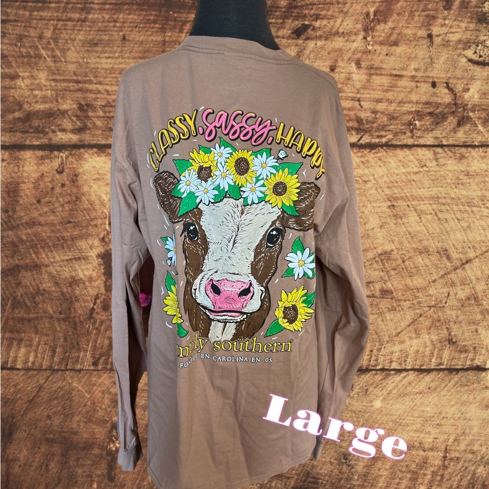 Simply Southern Cow & Sunflower Tee-Large